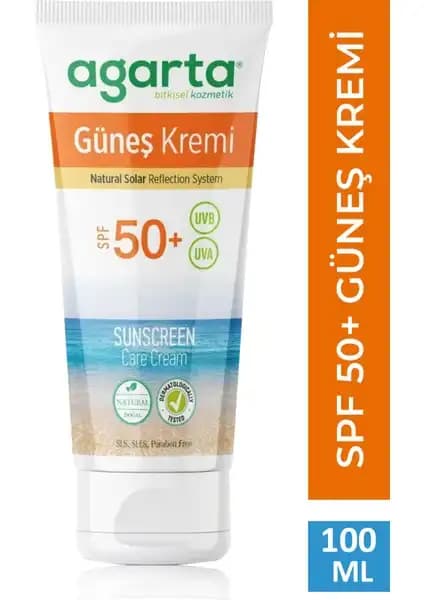 Agarta Doğal Güneş Kremi SPF 50+ 100 ml yüksek koruma ve doğal içeriklerle güneşten korunma