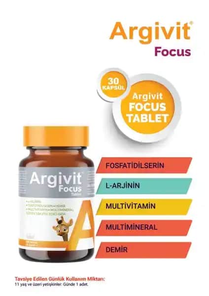 Argivit Focus Sağlıklı Yaşam İçin Güçlü Vitamin ve Mineral Takviyesi 75-90 Karakter