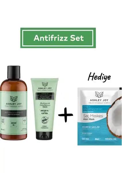 Ashley Joy Elektriklenme Karşıtı Bakım Seti ve Bukle Kontrol Maskesi ile Saçlarınızı Koruyun