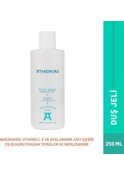 ATHENIAS Niacinamide, E ve C Vitamini İçeren Doğal Duş Jeli: Spa Kalitesinde Temizlik ve Nemlendirme