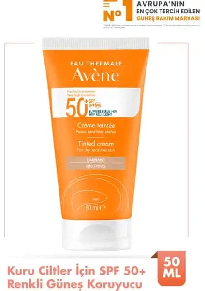 AVENE Tinted Cream SPF 50+ kuru ve hassas ciltler için yüksek koruma sağlayan renkli güneş kremi
