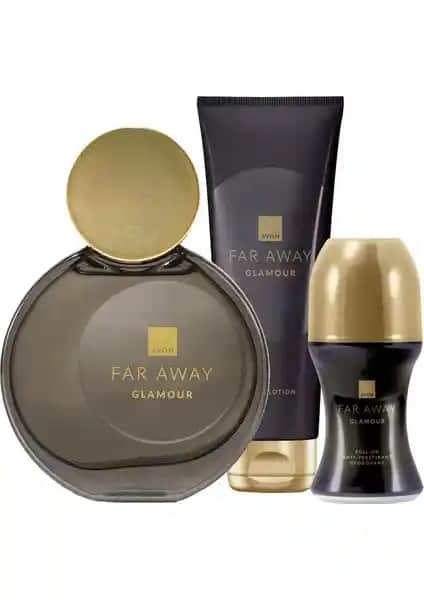 Avon Far Away Glamour Parfüm ve Vücut Losyonu Roll-on Paketi ile Kendinizi Özel Hissedin