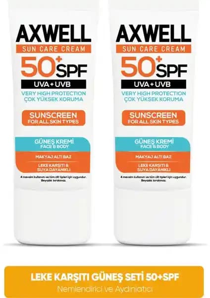 Axwell SPF 50+ 2 Li Güneş Koruyucu Seti Yüksek Koruma ve Günlük Cilt Bakımı
