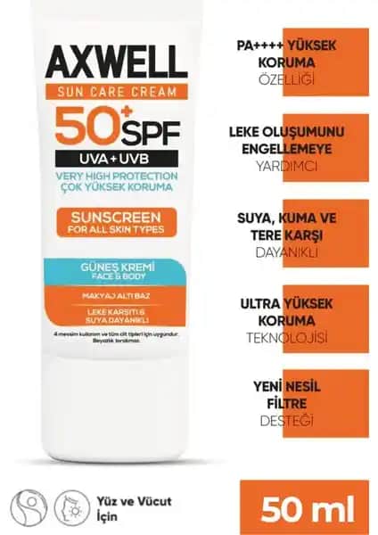 Axwell SPF 50+ Leke Karşıtı Nemlendirici Güneş Kremi: Yüksek Koruma ve Cilt Sağlığı İçin Güvenilir Çözüm