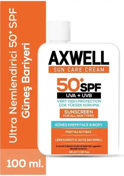 Axwell Sun Care Cream Güneş Koruyucu Krem 50+ SPF ile Günlük Cilt Koruması