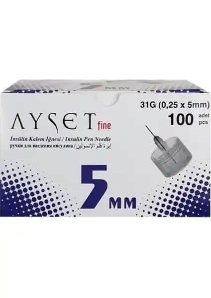Ayset Fine 31G (0,25 x 5mm) İnsülin Kalem İğnesi - Güvenli ve Konforlu Enjeksiyon Deneyimi