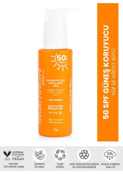 Bade Natural 50 SPF Güneş Koruyucu Yüz ve Vücut Sütü Doğal ve Yüksek Koruma Sağlar