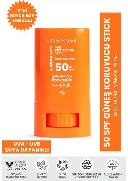Bade Natural 50 SPF Mineral Filtreli Güneş Stick: Doğal ve Yüksek Koruma Sağlayan Güneş Koruyucu Ürün