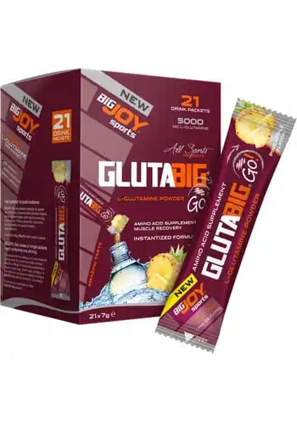 Bigjoy Sports Glutabig L-Glutamin: Kas Onarımını Destekleyen Ananas Aromalı Takviye