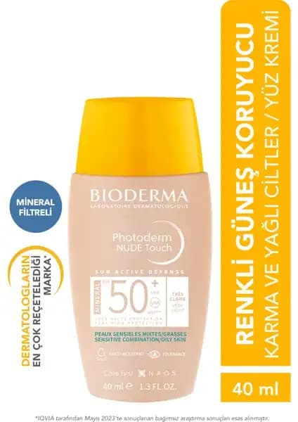 Bioderma Photoderm Nude Touch SPF50+ Güneş Koruyucu Kadifemsi ve Doğal Görünüm Sağlar
