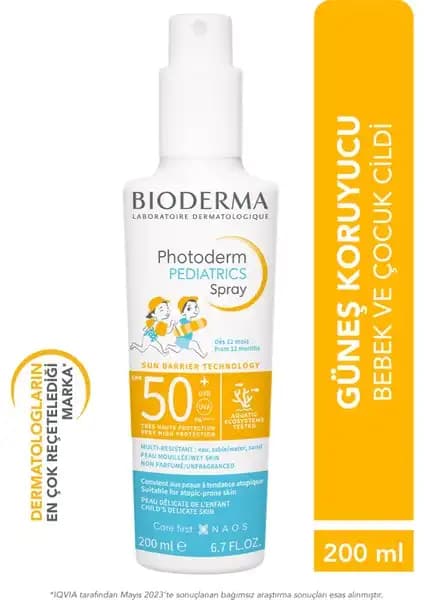 Bioderma Photoderm Pediatrics SPF50+ Sprey Güneş Koruyucu Çocuklar ve Bebekler İçin Güvenilir Koruma