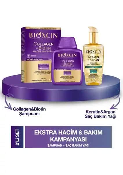 Bioxcin Collagen & Biotin Hacim Şampuanı ve Argan Yağ ile Saçlarınızda Güç ve Hacim Artışı