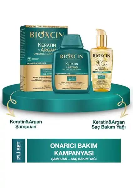 Bioxcin Keratin ve Argan İçerikli Saç Bakım Seti Saçları Güçlendirir ve Parlatır