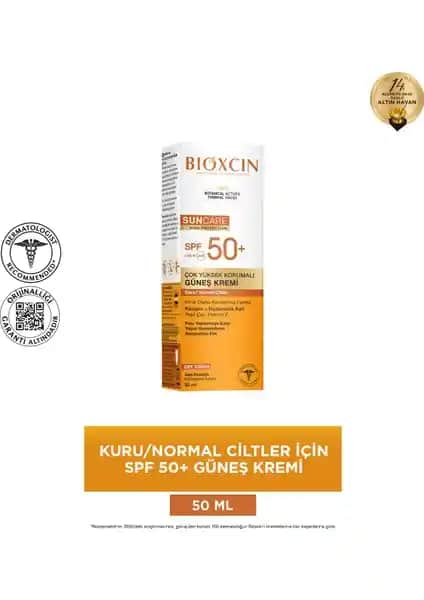 Bioxcin SPF 50+ Güneş Kremi kuru ve normal ciltler için yüksek koruma sağlar