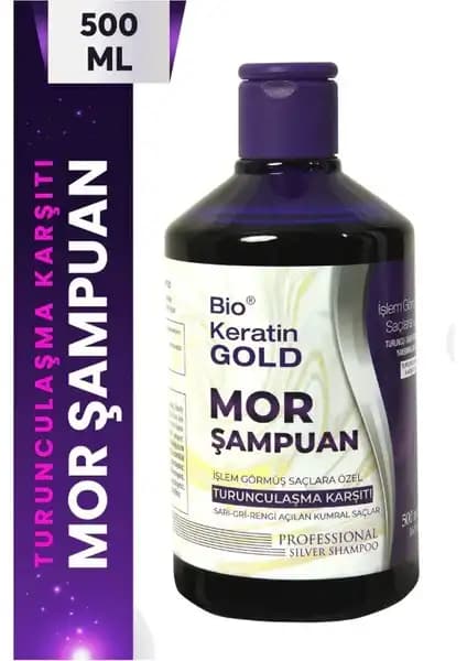 Boyalı Saçlar İçin Renk Koruyucu ve Turunculaşma Karşıtı Bio Keratin Gold Mor Şampuan