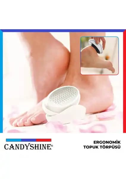 CandyShine Pratik Ergonomik Rötuş Zımparalı Ayak Topuk Törpüsü ile Güzel Ayaklar