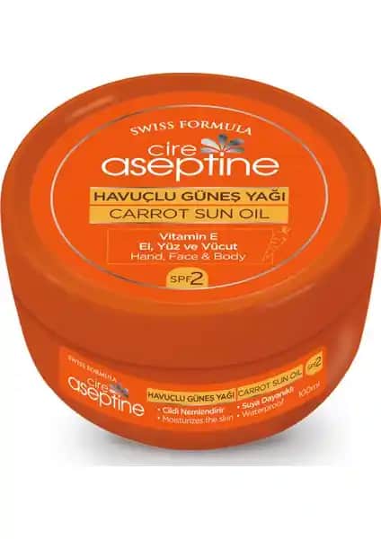 Cire Aseptine Sun Havuç Yağı SPF 2 ile doğal bronzluk ve hafif güneş koruması sağlayın