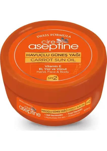 Cire Aseptine Sun Havuç Yağı SPF 2 ile doğal bronzluk ve hafif güneş koruması sağlayın