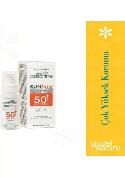 Cire Aseptine Yüz Güneş Koruyucu Losyon SPF 50+ 60ml Güçlü ve Güvenilir Koruma Sağlar