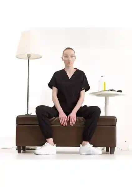 Çizgi Medikal Jogger Lüks Likralı Cerrahi Takım Sağlık Çalışanları İçin Uygun