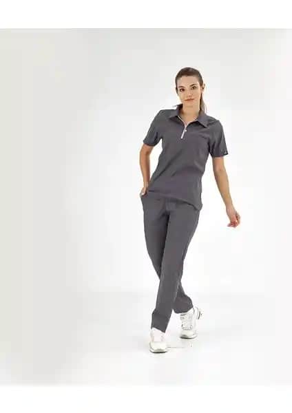 Çizgi Medikal Polo Lüks Likra Takım Sağlık Çalışanları İçin Şık ve Fonksiyonel Kıyafet