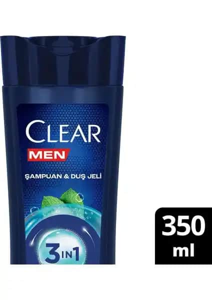 Clear Men 3 in 1 Şampuan ve Duş Jeli Erkekler İçin Çok Yönlü Temizlik ve Ferahlık Sağlar