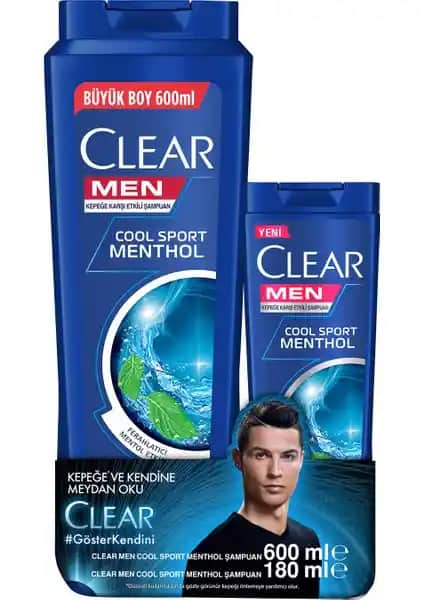Clear Men Cool Sport Menthol Şampuan Erkekler İçin Kepeğe Karşı Uzun Süreli Koruma ve Ferahlatıcı Etki