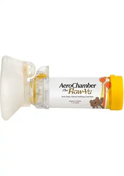Çocuklar İçin Güvenli ve Etkili AeroChamber Plus Flow-Vu Sarı Solunum Cihazı