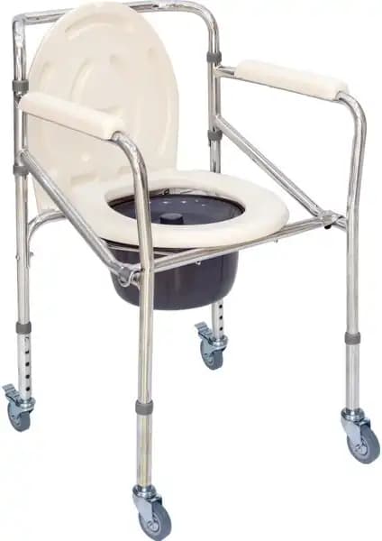 Comfort Plus DM696 Tekerlekli Kovalı Tuvalet Sandalyesi, Katlanabilir ve Güvenli Kullanım