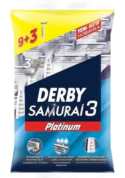 Derby Samurai 3 Platinum 9+3 Tıraş Bıçağı: Dayanıklı ve Konforlu Tıraş Deneyimi