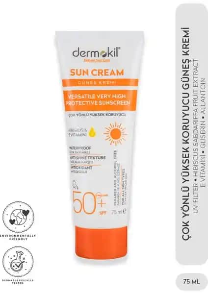 Dermokil Sun Cream Güneş Koruyucu Kremi 50 SPF Yüksek Koruma ve Doğal Görünüm Sağlar