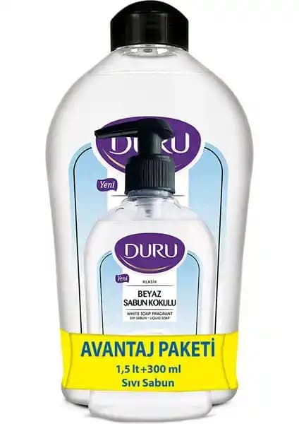 Duru Beyaz Kokulu Sıvı Sabun 1,5+300ML: Güvenilir ve Pratik Temizlik Çözümü