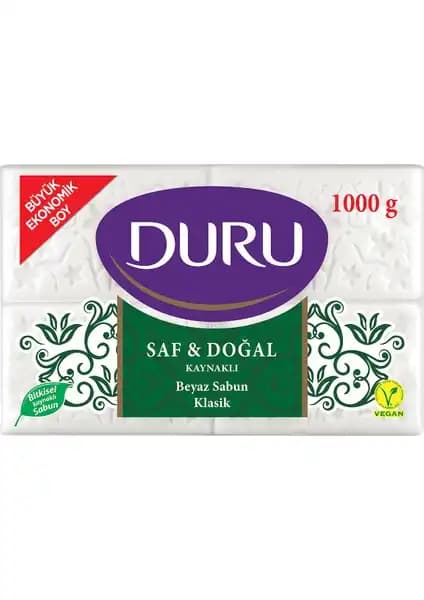 Duru Sabun Klasik Saf ve Doğal 1000 gram, Tüm Cilt Tipleri İçin Güvenilir Temizlik Ürünü