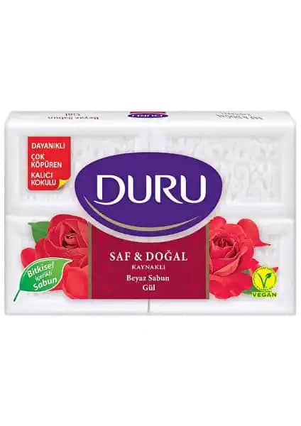 Duru Saf & Doğal Kaynaklı Gül Sabunu 4'lü Set ile Temizlik ve Bakım Sağlar