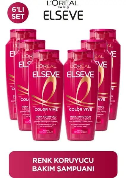 Elseve Color VIVE Renk Koruyucu Şampuan 6'lı Paket Saç Renk Koruma ve Parlaklık Sağlar