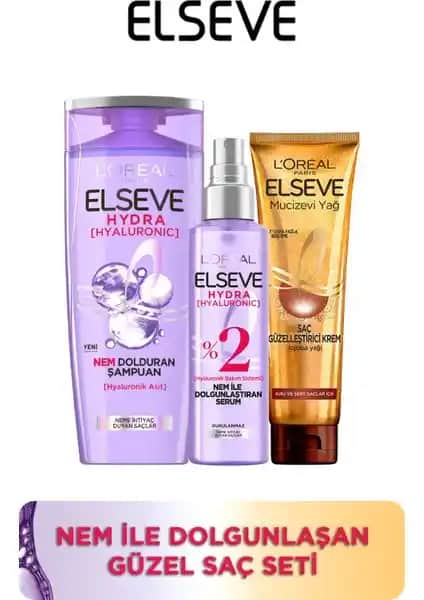 Elseve Hydra Seti Kuru ve Sert Saçlar İçin Nemlendirici ve Canlandırıcı Çözüm
