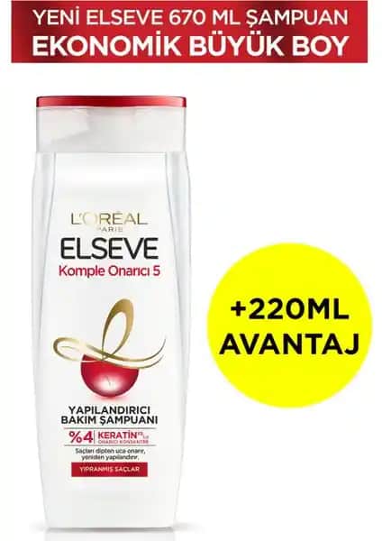 Elseve Komple Onarıcı 5 Yapılan<dı>rıcı Bakım Şampuanı Saçları Güçlendiren ve Parlatan Formül