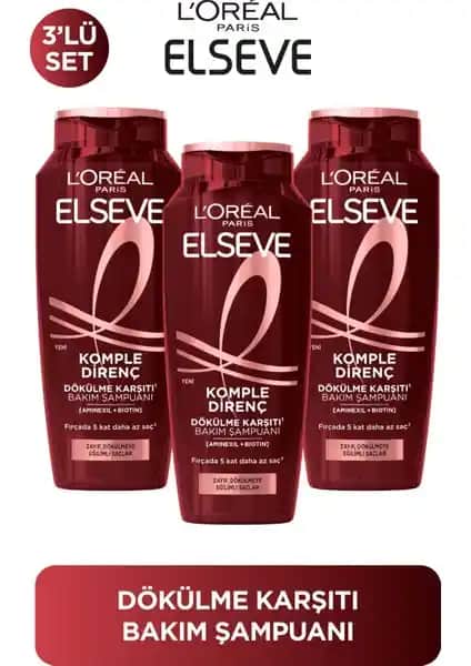 Elseve L'Oreal Paris 3'lü Dökülme Karşıtı Şampuan Saç Güçlendirme ve Sağlık Destekleri