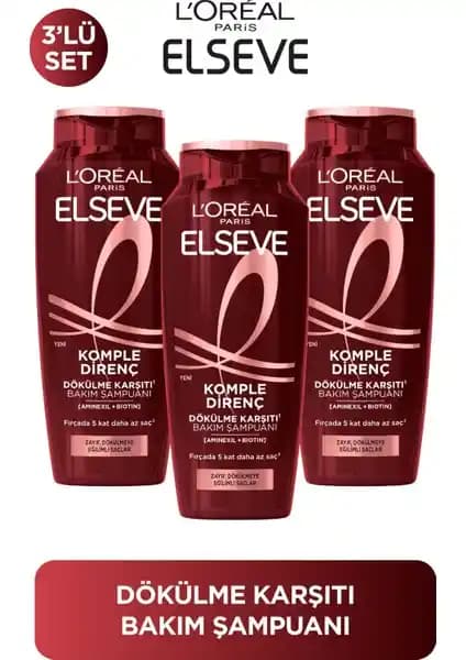 Elseve L'Oreal Paris 3'lü Dökülme Karşıtı Şampuan Saç Güçlendirme ve Sağlık Destekleri