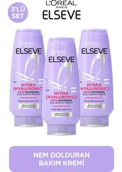 Elseve Loreal Paris Hyaluronik Nem Dolduran Saç Kremi 3'lü Paket ile Saçlarınızda Mükemmel Nem ve Parlaklık