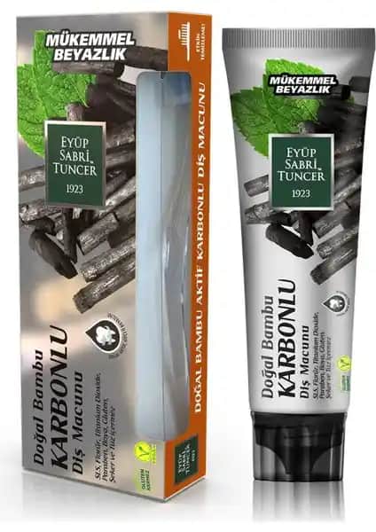 Eyüp Sabri Tuncer Fırçalı Doğal Bambu Karbonlu Diş Macunu 75ML ile Sağlıklı ve Parlak Gülüş