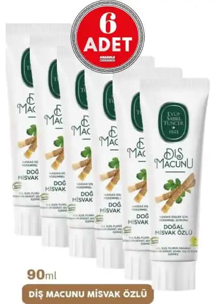 Eyüp Sabri Tuncer Misvak Özlü Diş Macunu 90 ml x 6 Paket Doğal ve Güçlü Temizlik