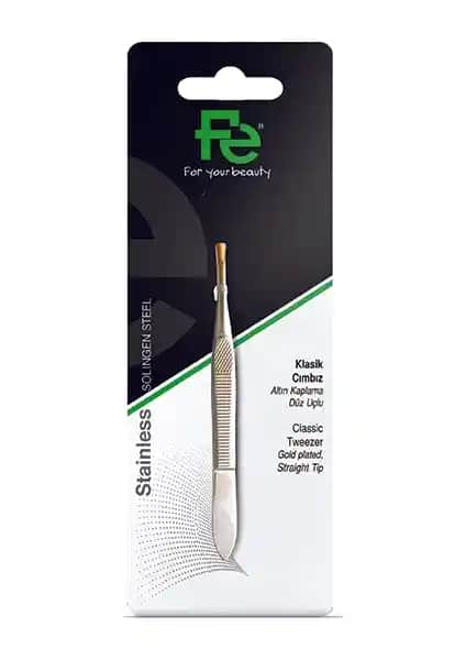 Fe Klasik Cımbız Altın Kaplama Düz Uçlu, Hassas ve Şık Kaş Alma ve Yüz Tüyü Giderme Aracı