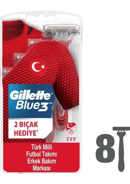 Gillette Blue3 8'li Tek Kullanımlık Tıraş Bıçağı Seti Güvenilir ve Hassas Ciltler İçin