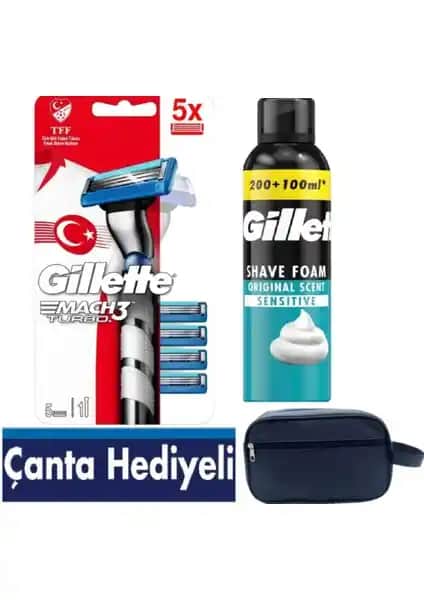 Gillette Mach3 Turbo 3D Makine ve Bakım Seti - Yüksek Performanslı Erkek Bakımı