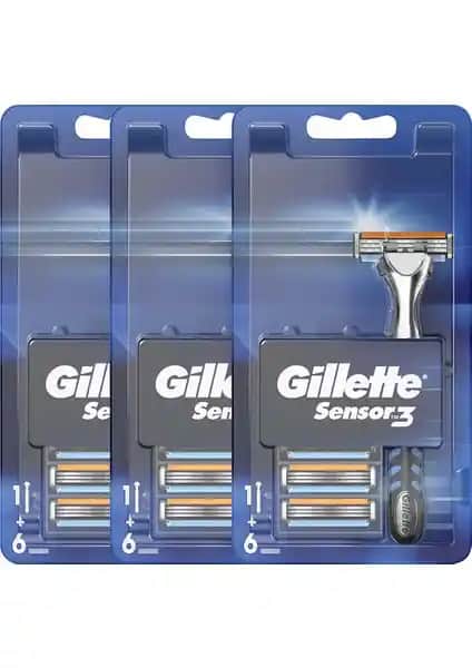 Gillette Sensor3 Tıraş Makinesi ve Yedek Bıçak Seti ile Konforlu ve Hassas Tıraş Deneyimi