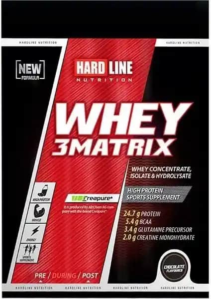 Hardline Whey 3Matrix Tek Kullanımlık Çikolata Protein Tozu ve Kreatin Takviyesi