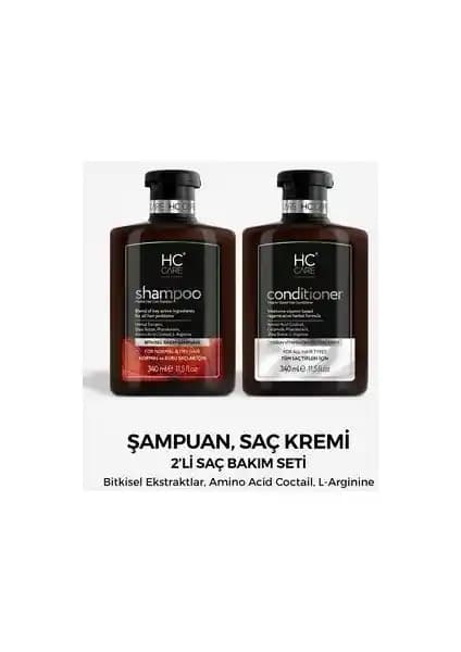 HC Care Dökülme Karşıtı Şampuan ve Saç Kremi Seti Saç Dökülmesini Azaltan Doğal Bakım Çözümü