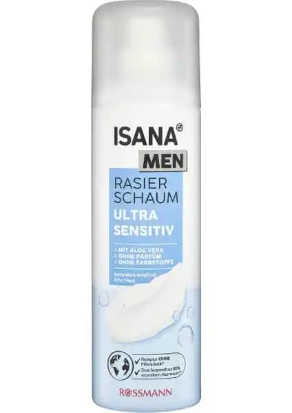Isana Men Tıraş Köpüğü Ultra Sensitiv Aloe Vera Hassas Ciltler İçin Güvenli ve Etkili