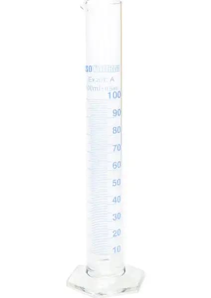 Isotherm Mezür Cam Altıgen Taban 100 Ml Laboratuvar İçin Güvenilir ve Dayanıklı Ölçüm Aracı